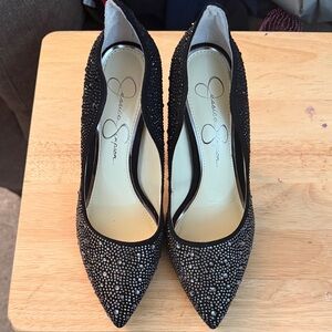 Jessica Simpson Black Rhinestone Heels